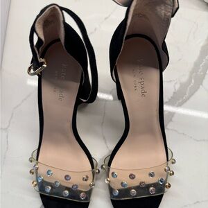 Kate Spade Black Heels with Crystal Embellishments